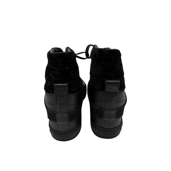 Louis Vuitton Leather Suede Monogram Cliff Top Wedge Sneaker Black Size 40 - Picture 7 of 13
